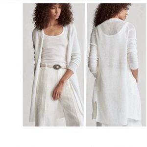 POLO RALPH LAUREN | Linen Rib Long Sleeves White Cardigan Sweater size large